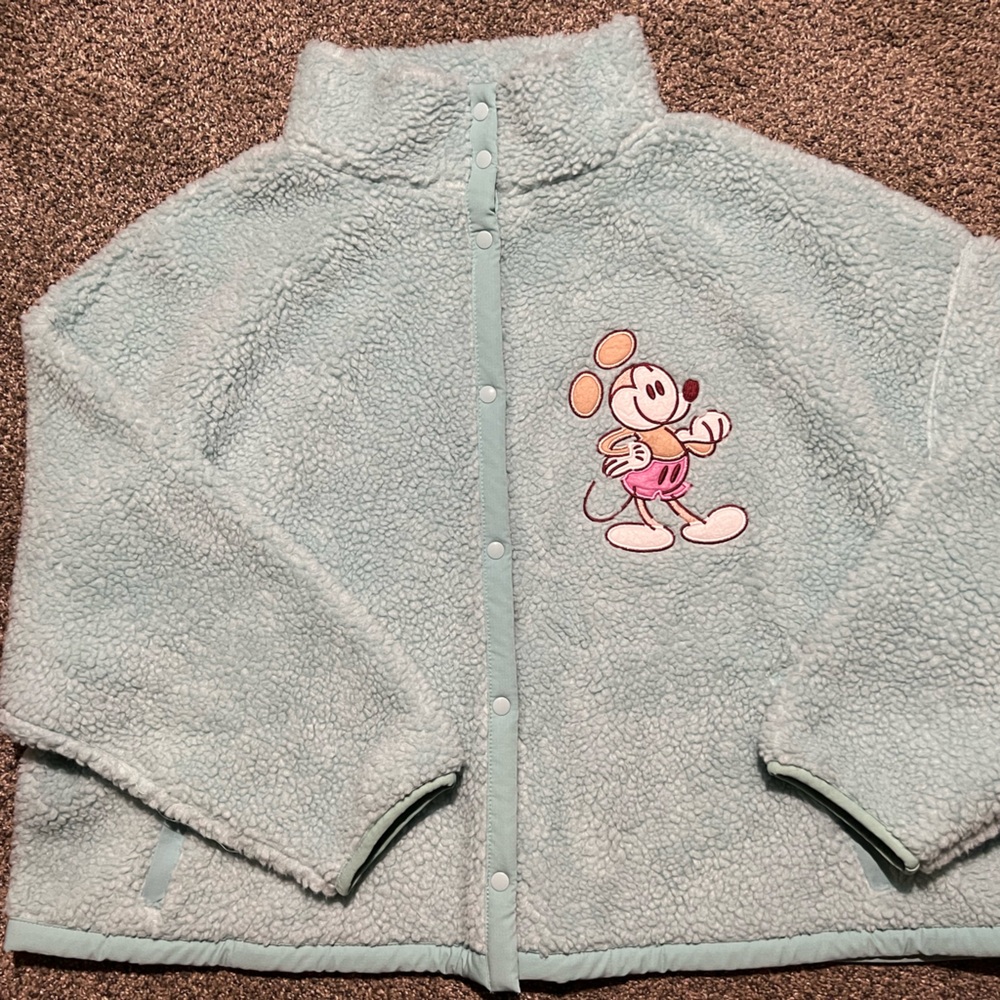 Disney Women's Light Blue Mickey Jacket with Character Design